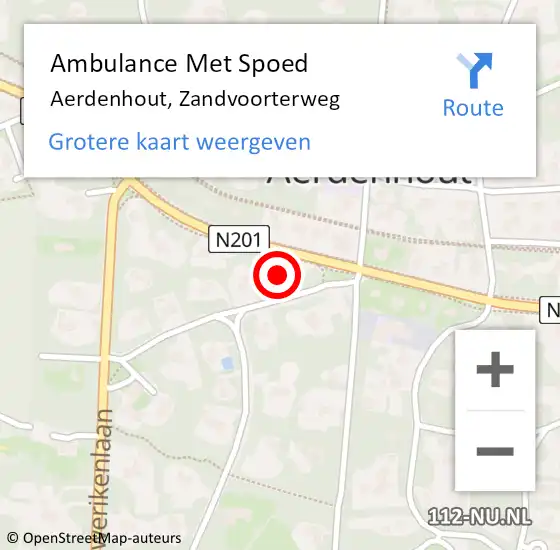 Locatie op kaart van de 112 melding: Ambulance Met Spoed Naar Aerdenhout, Zandvoorterweg op 10 april 2024 16:28