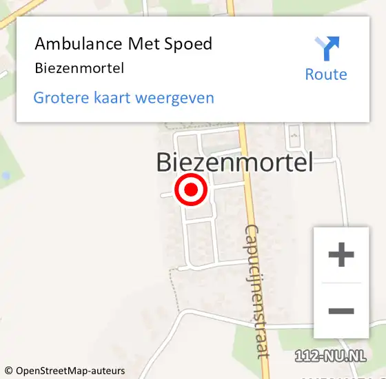 Locatie op kaart van de 112 melding: Ambulance Met Spoed Naar Biezenmortel op 10 april 2024 16:54