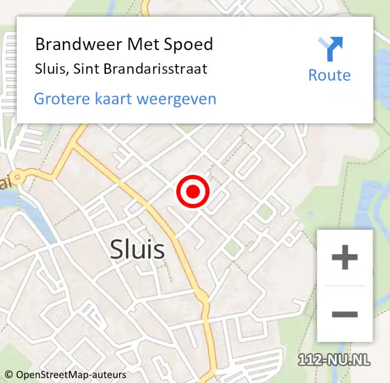 Locatie op kaart van de 112 melding: Brandweer Met Spoed Naar Sluis, Sint Brandarisstraat op 10 april 2024 16:56