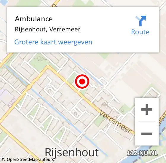 Locatie op kaart van de 112 melding: Ambulance Rijsenhout, Verremeer op 10 april 2024 17:13