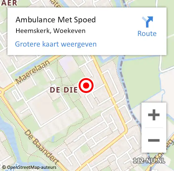 Locatie op kaart van de 112 melding: Ambulance Met Spoed Naar Heemskerk, Woekeven op 10 april 2024 17:17