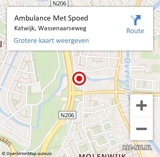 Locatie op kaart van de 112 melding: Ambulance Met Spoed Naar Katwijk, Wassenaarseweg op 10 april 2024 17:19