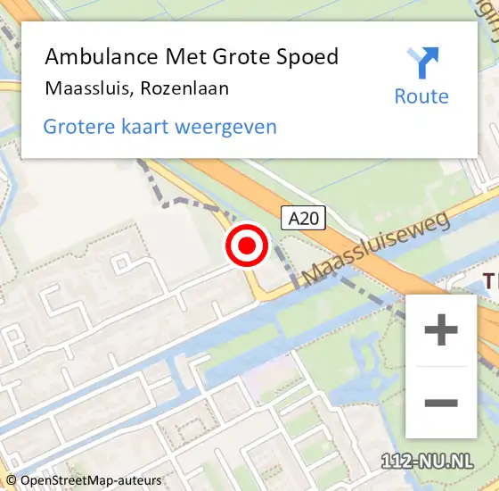 Locatie op kaart van de 112 melding: Ambulance Met Grote Spoed Naar Maassluis, Rozenlaan op 10 april 2024 17:23