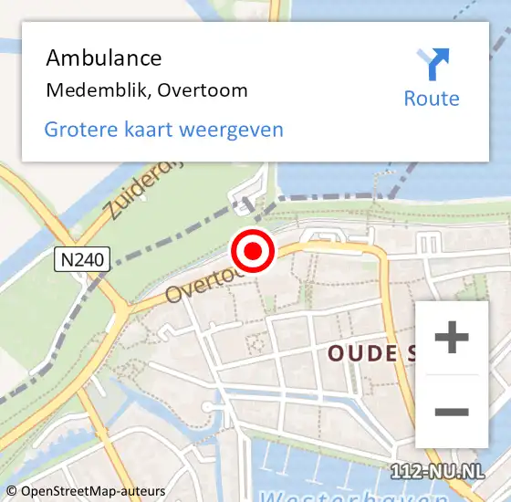 Locatie op kaart van de 112 melding: Ambulance Medemblik, Overtoom op 10 april 2024 17:32