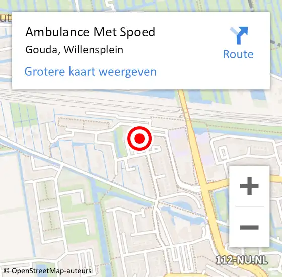 Locatie op kaart van de 112 melding: Ambulance Met Spoed Naar Gouda, Willensplein op 10 april 2024 17:34