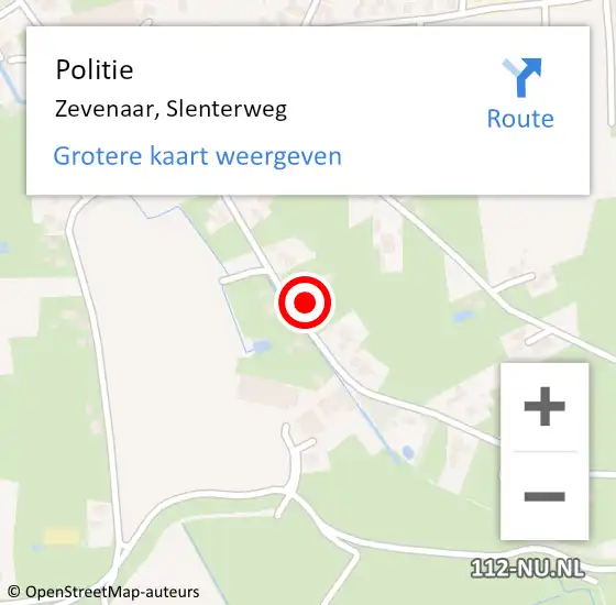 Locatie op kaart van de 112 melding: Politie Zevenaar, Slenterweg op 10 april 2024 17:43