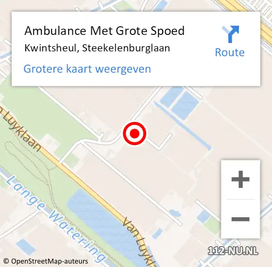 Locatie op kaart van de 112 melding: Ambulance Met Grote Spoed Naar Kwintsheul, Steekelenburglaan op 10 april 2024 17:47
