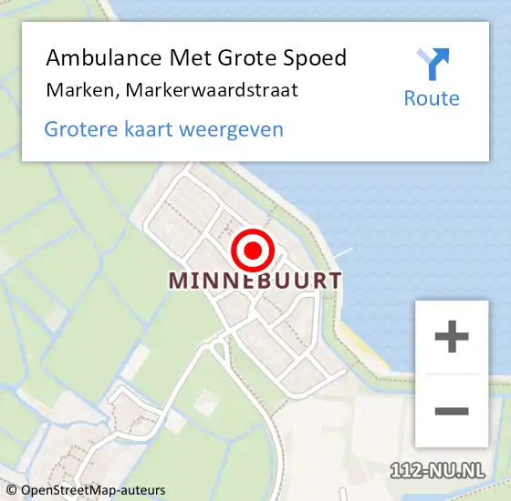 Locatie op kaart van de 112 melding: Ambulance Met Grote Spoed Naar Marken, Markerwaardstraat op 2 oktober 2014 03:36