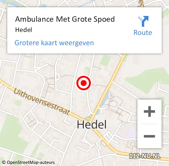 Locatie op kaart van de 112 melding: Ambulance Met Grote Spoed Naar Hedel op 10 april 2024 17:55
