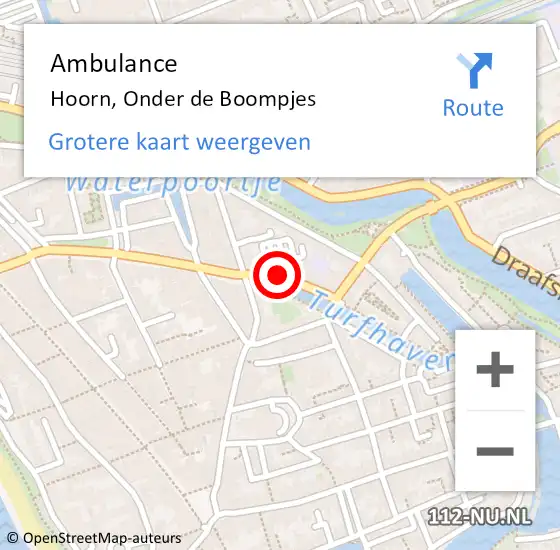 Locatie op kaart van de 112 melding: Ambulance Hoorn, Onder de Boompjes op 10 april 2024 18:10