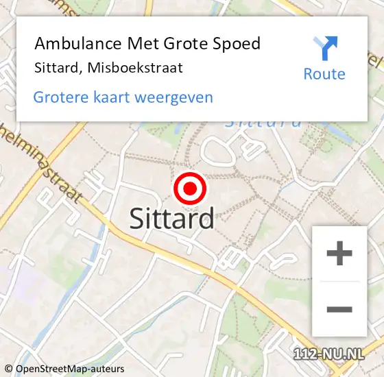 Locatie op kaart van de 112 melding: Ambulance Met Grote Spoed Naar Sittard, Misboekstraat op 9 september 2013 18:30