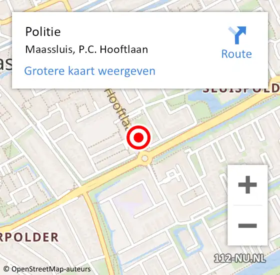 Locatie op kaart van de 112 melding: Politie Maassluis, P.C. Hooftlaan op 10 april 2024 19:13