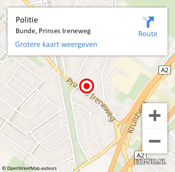 Locatie op kaart van de 112 melding: Politie Bunde, Prinses Ireneweg op 10 april 2024 19:20