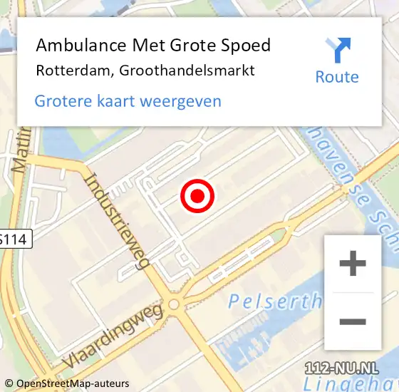 Locatie op kaart van de 112 melding: Ambulance Met Grote Spoed Naar Rotterdam, Groothandelsmarkt op 10 april 2024 19:52