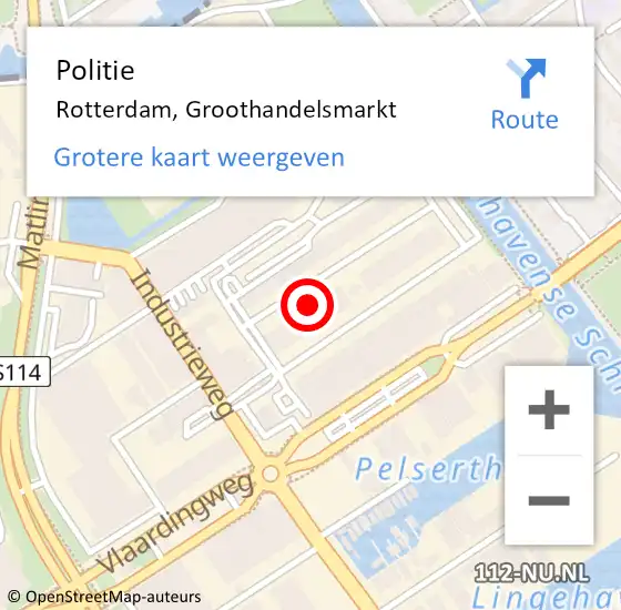 Locatie op kaart van de 112 melding: Politie Rotterdam, Groothandelsmarkt op 10 april 2024 19:52