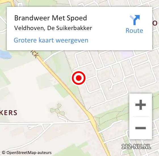 Locatie op kaart van de 112 melding: Brandweer Met Spoed Naar Veldhoven, De Suikerbakker op 10 april 2024 19:59