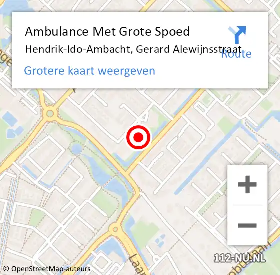 Locatie op kaart van de 112 melding: Ambulance Met Grote Spoed Naar Hendrik-Ido-Ambacht, Gerard Alewijnsstraat op 10 april 2024 20:15