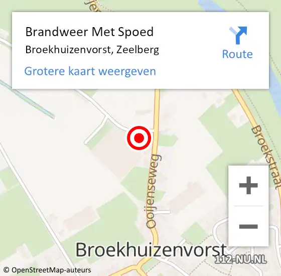Locatie op kaart van de 112 melding: Brandweer Met Spoed Naar Broekhuizenvorst, Zeelberg op 10 april 2024 20:21