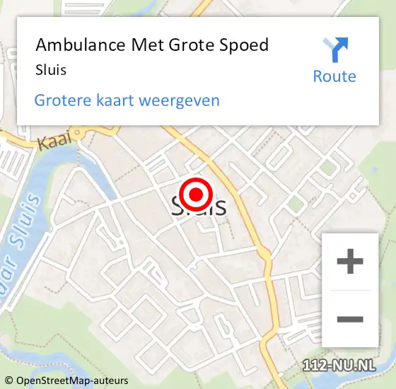 Locatie op kaart van de 112 melding: Ambulance Met Grote Spoed Naar Sluis op 10 april 2024 20:23