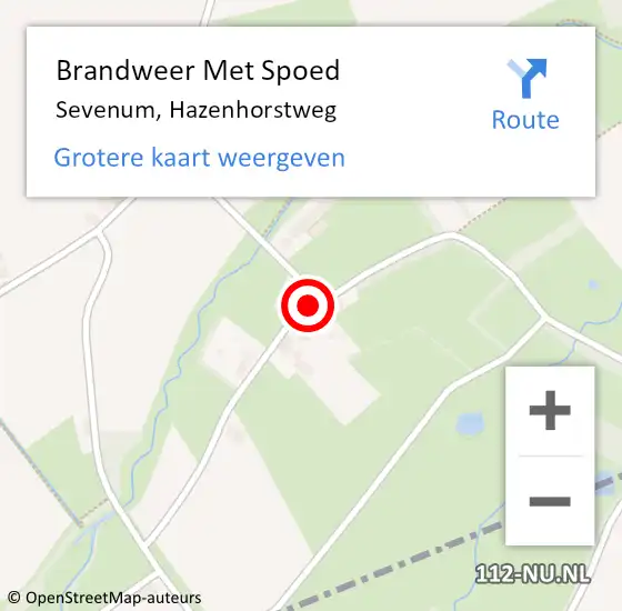 Locatie op kaart van de 112 melding: Brandweer Met Spoed Naar Sevenum, Hazenhorstweg op 10 april 2024 20:24