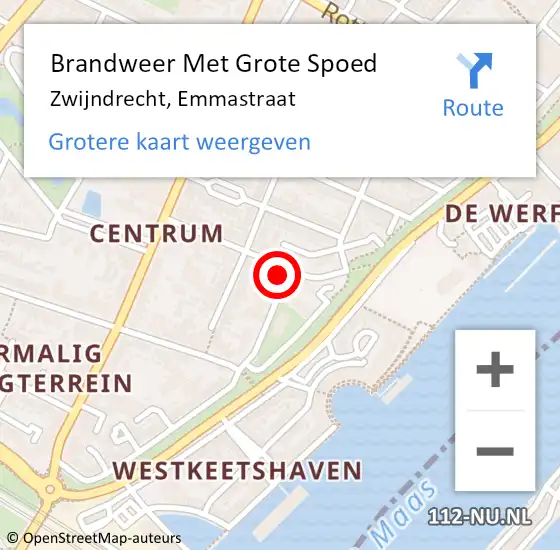 Locatie op kaart van de 112 melding: Brandweer Met Grote Spoed Naar Zwijndrecht, Emmastraat op 10 april 2024 20:34