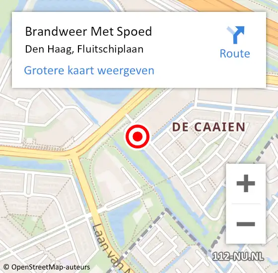 Locatie op kaart van de 112 melding: Brandweer Met Spoed Naar Den Haag, Fluitschiplaan op 10 april 2024 20:37