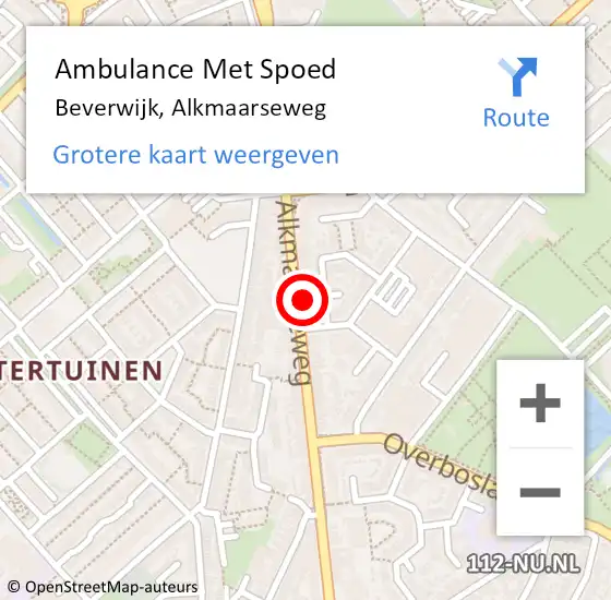 Locatie op kaart van de 112 melding: Ambulance Met Spoed Naar Beverwijk, Alkmaarseweg op 10 april 2024 21:05
