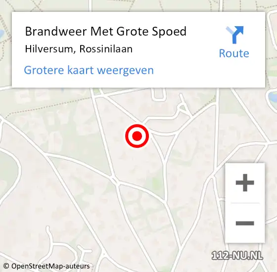 Locatie op kaart van de 112 melding: Brandweer Met Grote Spoed Naar Hilversum, Rossinilaan op 10 april 2024 21:15