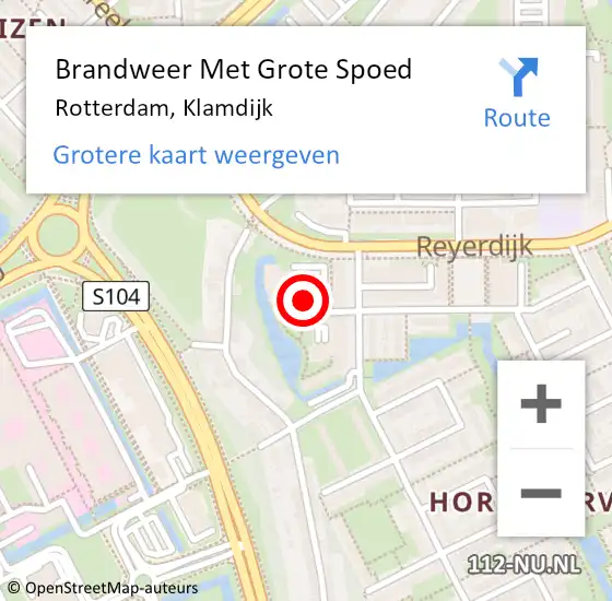 Locatie op kaart van de 112 melding: Brandweer Met Grote Spoed Naar Rotterdam, Klamdijk op 10 april 2024 21:22