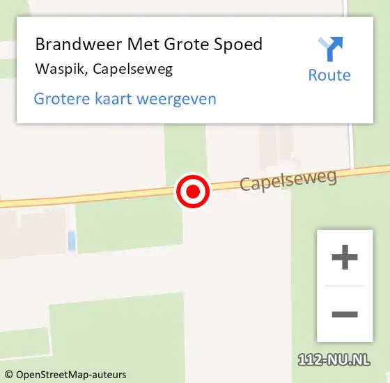 Locatie op kaart van de 112 melding: Brandweer Met Grote Spoed Naar Waspik, Capelseweg op 10 april 2024 21:31