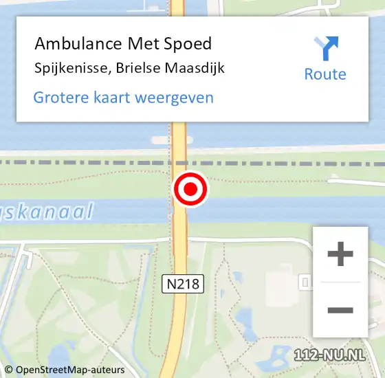 Locatie op kaart van de 112 melding: Ambulance Met Spoed Naar Spijkenisse, Brielse Maasdijk op 10 april 2024 21:32