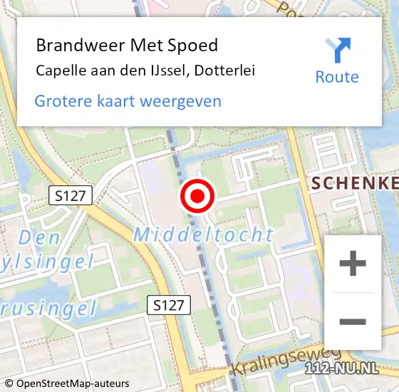 Locatie op kaart van de 112 melding: Brandweer Met Spoed Naar Capelle aan den IJssel, Dotterlei op 10 april 2024 21:42