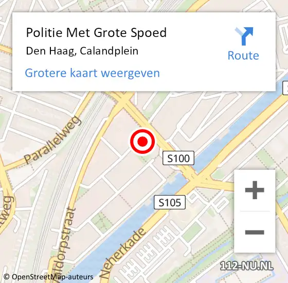 Locatie op kaart van de 112 melding: Politie Met Grote Spoed Naar Den Haag, Calandplein op 10 april 2024 21:43