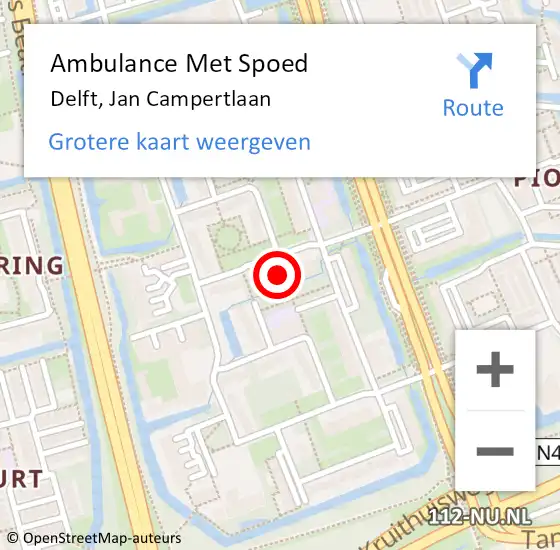 Locatie op kaart van de 112 melding: Ambulance Met Spoed Naar Delft, Jan Campertlaan op 10 april 2024 21:55