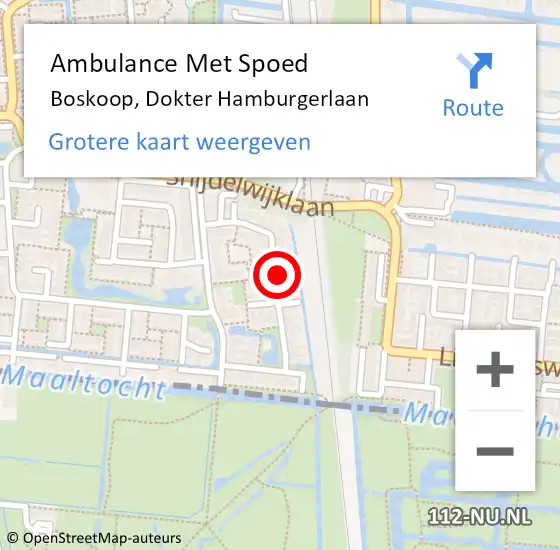 Locatie op kaart van de 112 melding: Ambulance Met Spoed Naar Boskoop, Dokter Hamburgerlaan op 10 april 2024 22:18