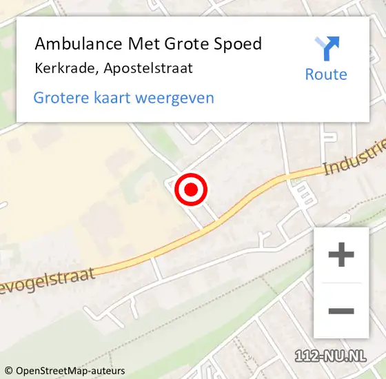 Locatie op kaart van de 112 melding: Ambulance Met Grote Spoed Naar Kerkrade, Apostelstraat op 2 oktober 2014 05:17