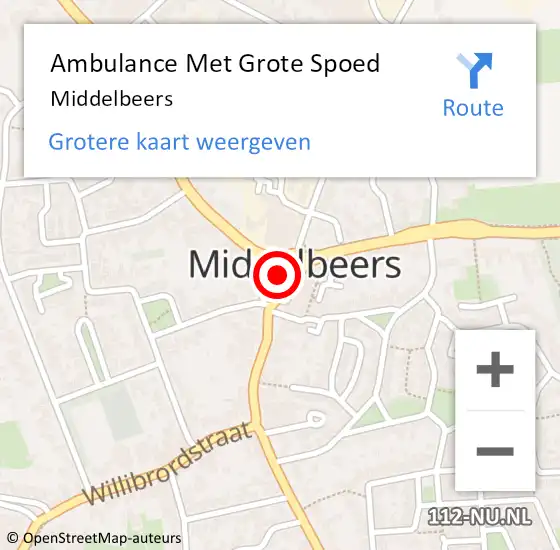 Locatie op kaart van de 112 melding: Ambulance Met Grote Spoed Naar Middelbeers op 10 april 2024 22:45