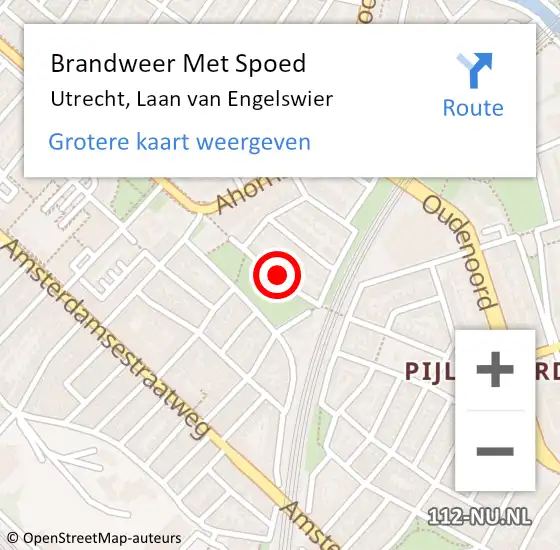 Locatie op kaart van de 112 melding: Brandweer Met Spoed Naar Utrecht, Laan van Engelswier op 11 april 2024 00:27