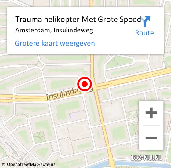 Locatie op kaart van de 112 melding: Trauma helikopter Met Grote Spoed Naar Amsterdam, Insulindeweg op 11 april 2024 00:29
