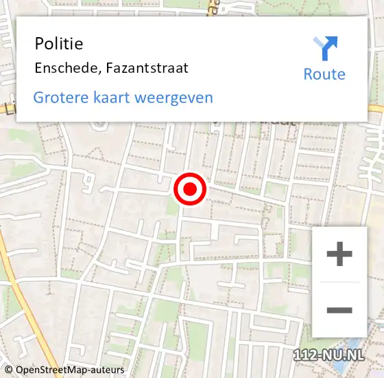 Locatie op kaart van de 112 melding: Politie Enschede, Fazantstraat op 11 april 2024 01:01