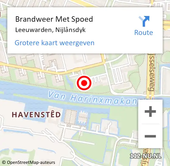 Locatie op kaart van de 112 melding: Brandweer Met Spoed Naar Leeuwarden, Nijlânsdyk op 11 april 2024 01:57