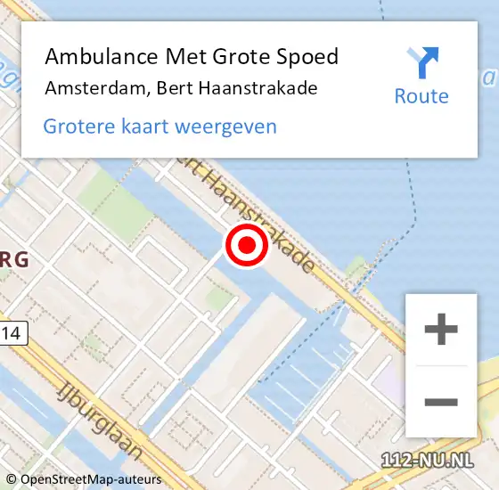 Locatie op kaart van de 112 melding: Ambulance Met Grote Spoed Naar Amsterdam, Bert Haanstrakade op 11 april 2024 04:11
