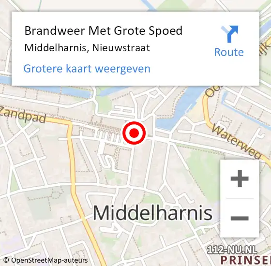 Locatie op kaart van de 112 melding: Brandweer Met Grote Spoed Naar Middelharnis, Nieuwstraat op 11 april 2024 04:26