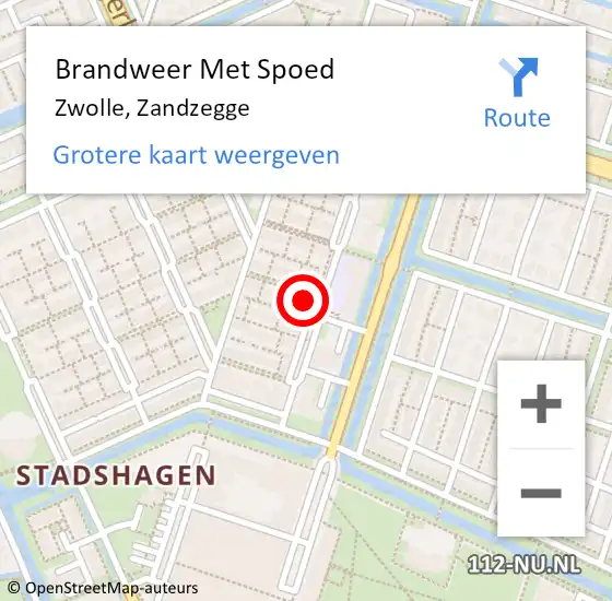 Locatie op kaart van de 112 melding: Brandweer Met Spoed Naar Zwolle, Zandzegge op 11 april 2024 04:56