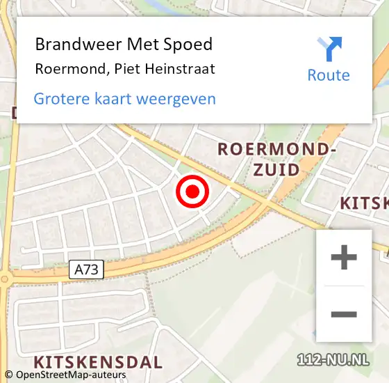 Locatie op kaart van de 112 melding: Brandweer Met Spoed Naar Roermond, Piet Heinstraat op 11 april 2024 05:27