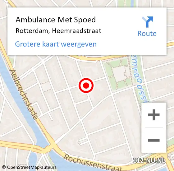 Locatie op kaart van de 112 melding: Ambulance Met Spoed Naar Rotterdam, Heemraadstraat op 11 april 2024 06:53