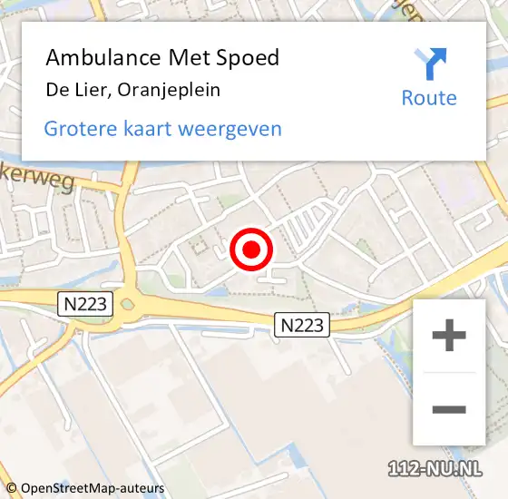 Locatie op kaart van de 112 melding: Ambulance Met Spoed Naar De Lier, Oranjeplein op 11 april 2024 07:20