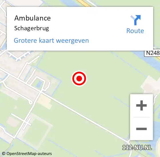 Locatie op kaart van de 112 melding: Ambulance Schagerbrug op 11 april 2024 07:57