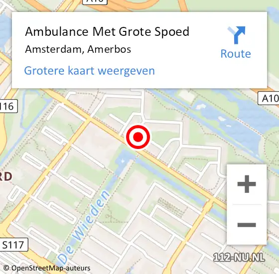 Locatie op kaart van de 112 melding: Ambulance Met Grote Spoed Naar Amsterdam, Amerbos op 11 april 2024 08:44