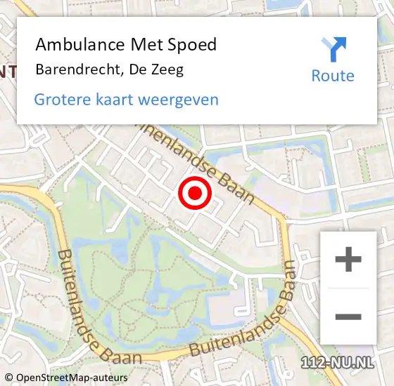 Locatie op kaart van de 112 melding: Ambulance Met Spoed Naar Barendrecht, De Zeeg op 11 april 2024 08:48